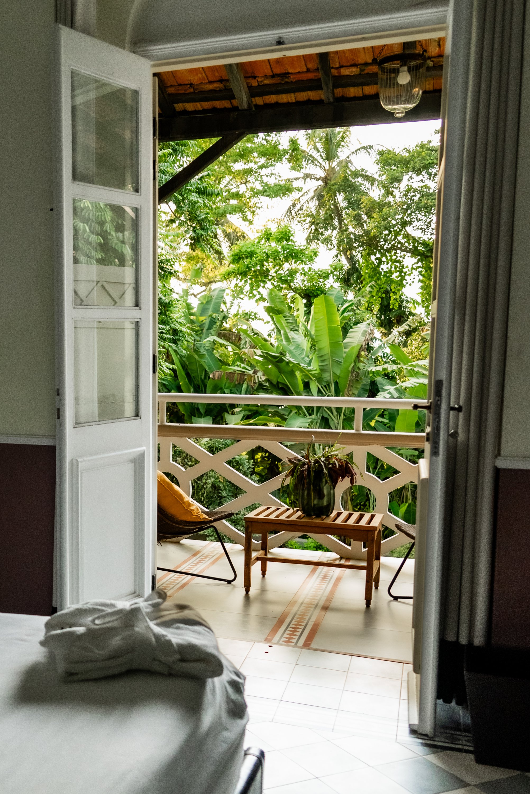 Roça Sundy room balcony opening onto the rainforest