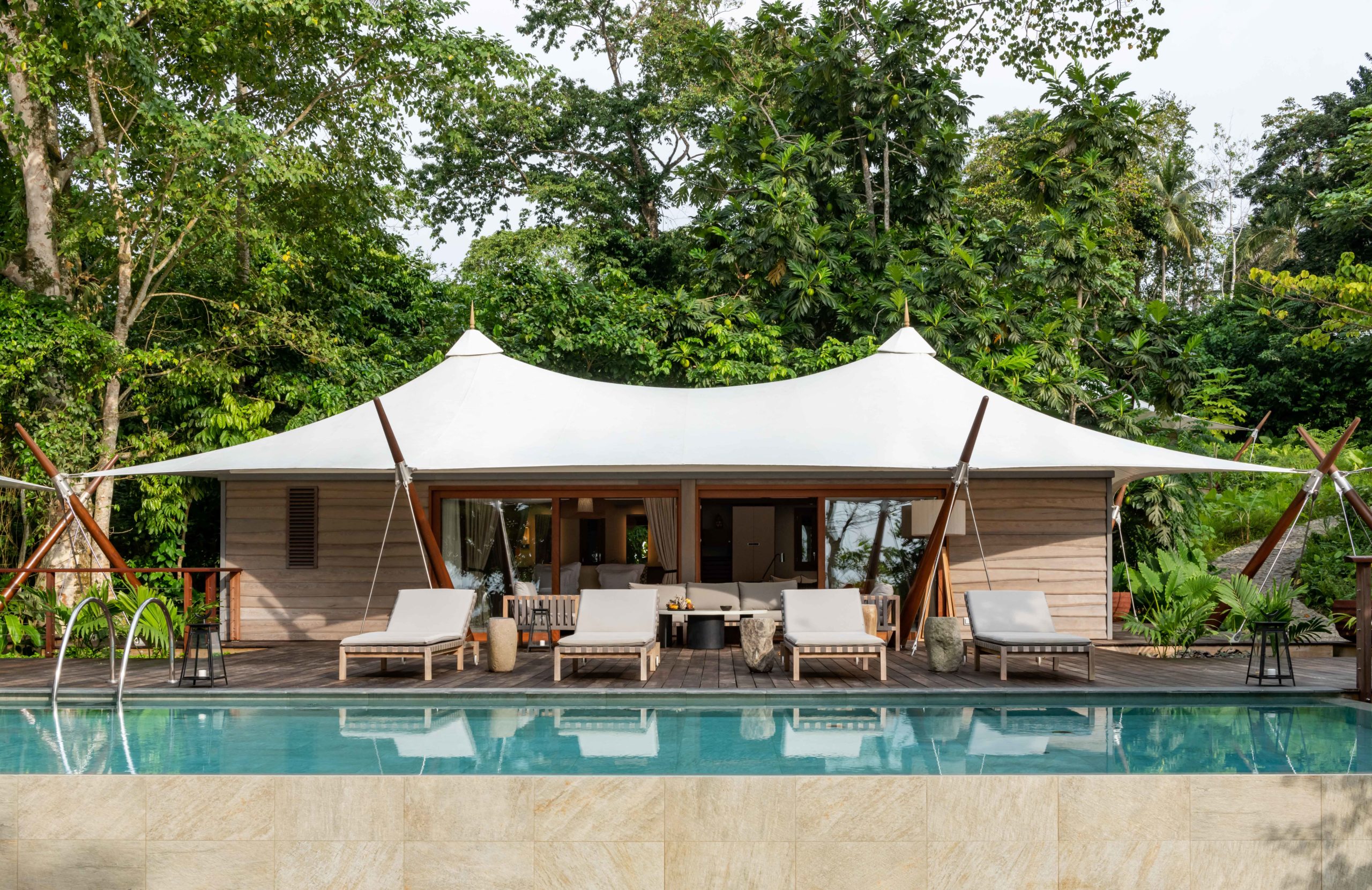 Sundy Praia Principe tented villa and pool by day
