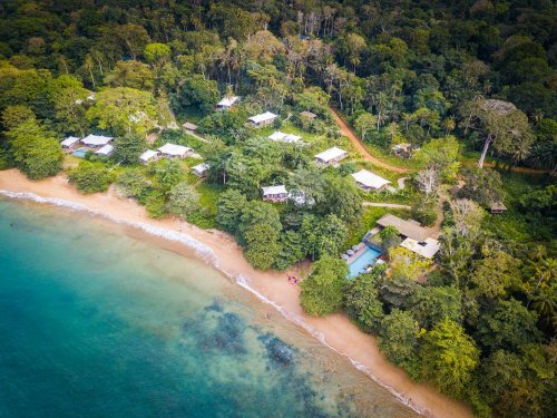 Sundy Praia Principe aerial view of the beachfront resort