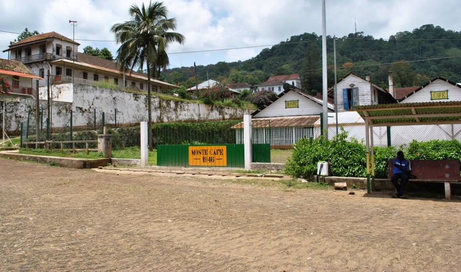 The twin-gabled colonial drying house at Roça Monte Café, São Tomé