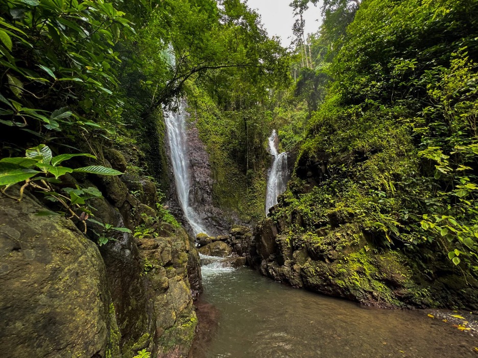 Cascata de São Nicolau waterfall in São Tomé rainforest