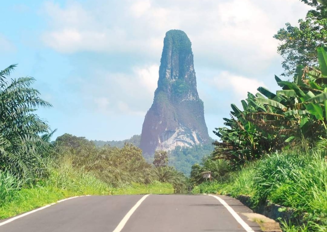 Pico Cão Grande 663-meter volcanic plug on São Tomé Island, iconic technical climb