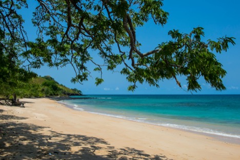 Praia dos Tamarindos golden-sand beach 25 minutes north of São Tomé city